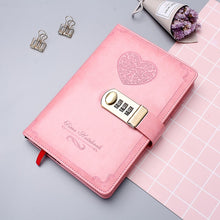 Load image into Gallery viewer, diary B6 password book with lock retro notebook travel school Girls gift notebook Journal Business planner