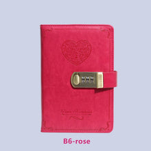 Load image into Gallery viewer, diary B6 password book with lock retro notebook travel school Girls gift notebook Journal Business planner