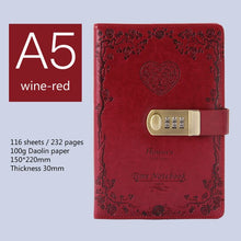 Load image into Gallery viewer, diary B6 password book with lock retro notebook travel school Girls gift notebook Journal Business planner