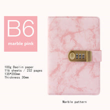 Load image into Gallery viewer, diary B6 password book with lock retro notebook travel school Girls gift notebook Journal Business planner