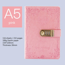 Load image into Gallery viewer, diary B6 password book with lock retro notebook travel school Girls gift notebook Journal Business planner
