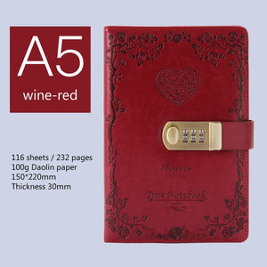 diary B6 password book with lock retro notebook travel school Girls gift notebook Journal Business planner