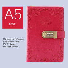 Load image into Gallery viewer, diary B6 password book with lock retro notebook travel school Girls gift notebook Journal Business planner
