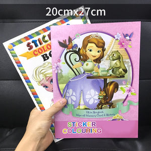 2pc/set 16 Page sofia Snow Princess coloring book sticker book children Adults Drawing/comic/cartoon colouring books for kids
